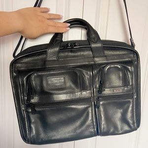 Tumi leather laptop bag